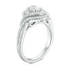 Thumbnail Image 2 of Celebration Ideal 1 CT. T.W. Oval Certified Diamond Bypass Frame Engagement Ring in 14K White Gold (I/I1)