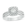 Thumbnail Image 0 of 3/4 CT. T.W. Diamond Double Cushion Frame Multi-Row Split Shank Engagement Ring in 14K White Gold