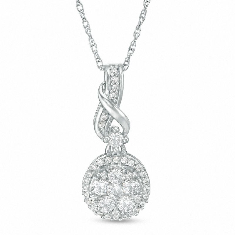Main Image 1 of 1/3 CT. T.W. Composite Diamond Twist Pendant in 10K White Gold