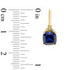 Thumbnail Image 2 of 6.0mm Cushion-Cut Lab-Created Ceylon Sapphire and Diamond Accent Drop Earrings in 10K Gold