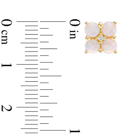 Quad Opal and Diamond Accent Stud Earrings in 10K Gold
