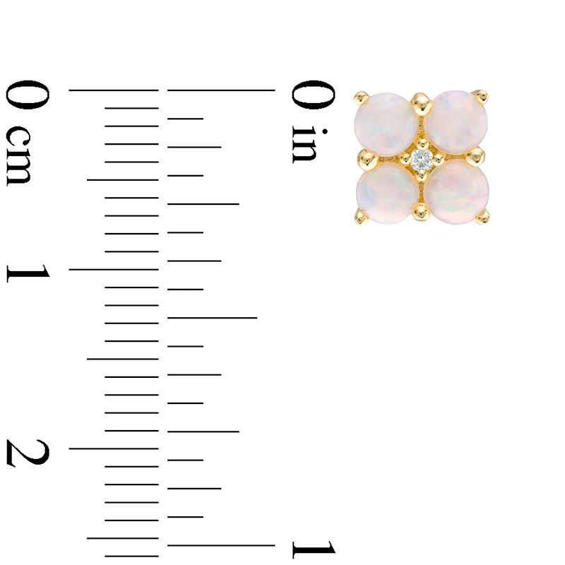 Main Image 2 of Quad Opal and Diamond Accent Stud Earrings in 10K Gold