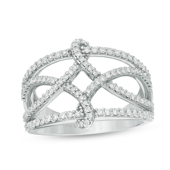 Vera Wang Love Collection 1/2 CT. T.w. Diamond Open Twist Ring in Sterling Silver