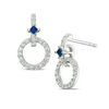 Thumbnail Image 1 of Vera Wang Love Collection 1/3 CT. T.W. Diamond and Princess-Cut Blue Sapphire Circle Drop Earrings in Sterling Silver