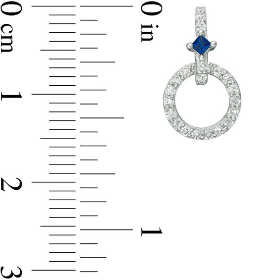 Vera Wang Love Collection 1/3 CT. T.w. Diamond and Princess-Cut Blue Sapphire Circle Drop Earrings in Sterling Silver
