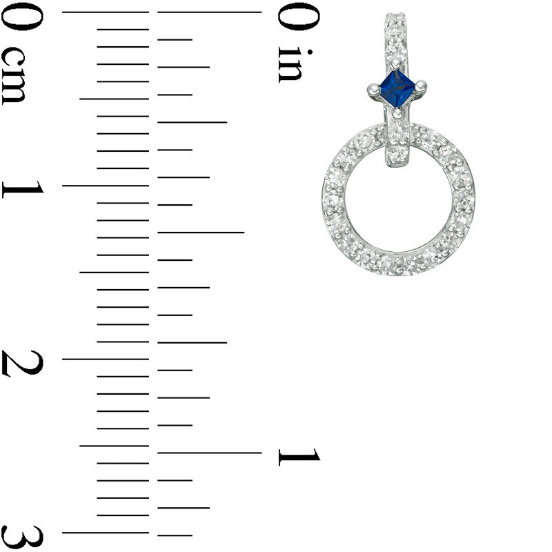 Main Image 3 of Vera Wang Love Collection 1/3 CT. T.W. Diamond and Princess-Cut Blue Sapphire Circle Drop Earrings in Sterling Silver