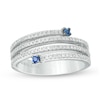 Thumbnail Image 0 of Vera Wang Love Collection 1/3 CT. T.W. Diamond and Blue Sapphire Multi-Row Spiral Ring in 14K White Gold