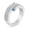 Thumbnail Image 1 of Vera Wang Love Collection 1/3 CT. T.W. Diamond and Blue Sapphire Multi-Row Spiral Ring in 14K White Gold