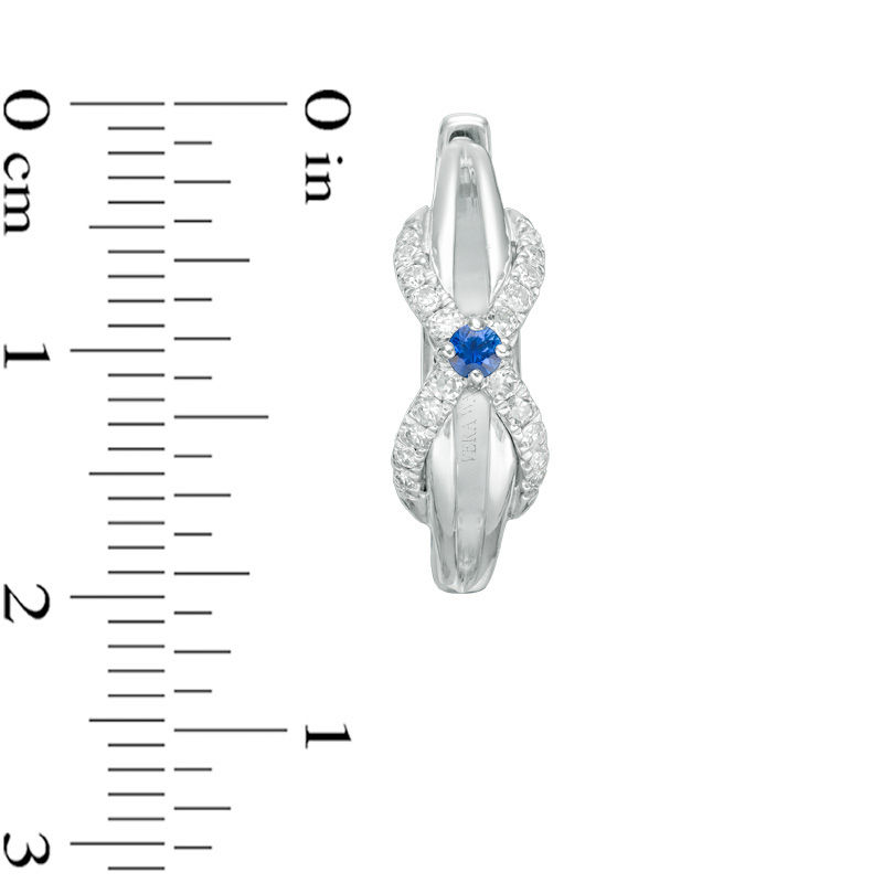 Main Image 2 of Vera Wang Love Collection 1/4 CT. T.W. Diamond and Blue Sapphire Infinity Hoop Earrings in Sterling Silver