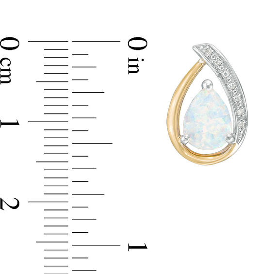 Pear-Shaped Lab-Created Opal and Diamond Accent Drop Earrings in Sterling Silver and 14K Gold
