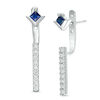 Thumbnail Image 0 of Vera Wang Love Collection Blue Sapphire and 0.18 CT. T.W. Diamond Stud Earrings with Drop Jackets in Sterling Silver