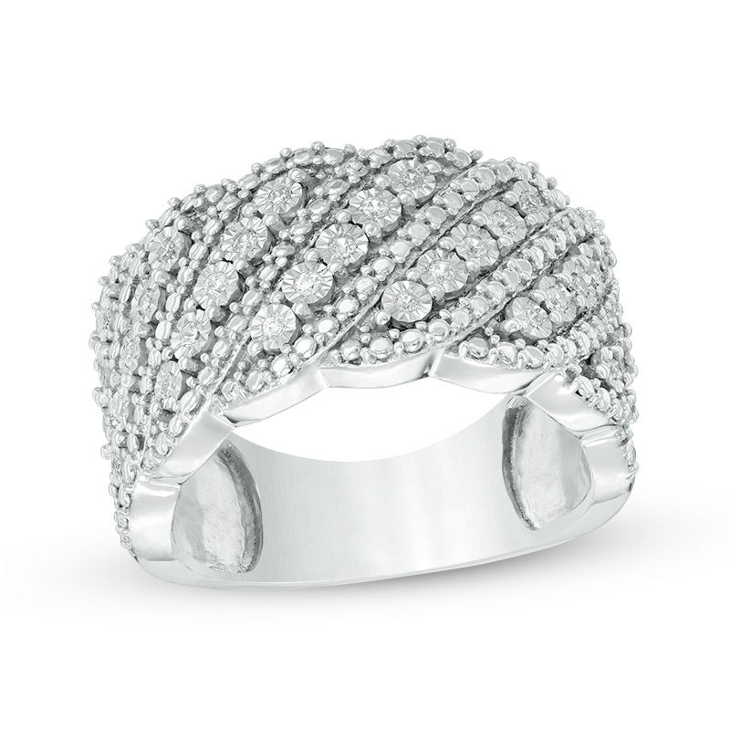 Main Image 1 of 1/6 CT. T.W. Diamond Wave Anniversary Band in 10K White Gold