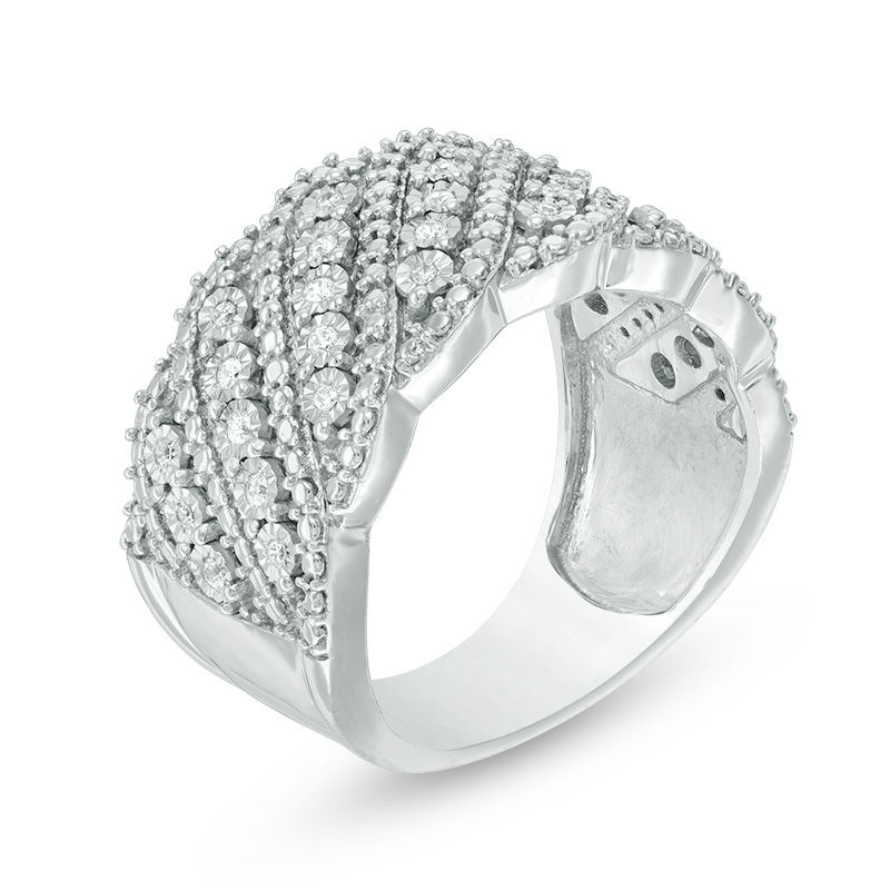 1/6 CT. T.W. Diamond Wave Anniversary Band in 10K White Gold