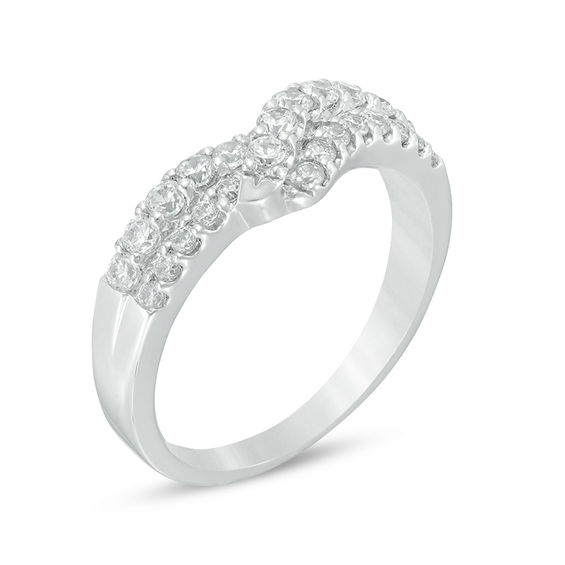 5/8 CT. T.w. Diamond Double Row Chevron Anniversary Band in 14K White Gold