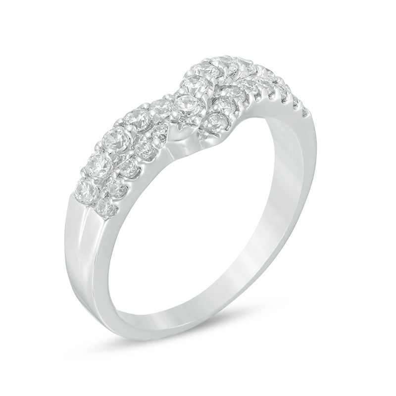 Main Image 2 of 5/8 CT. T.W. Diamond Double Row Chevron Anniversary Band in 14K White Gold