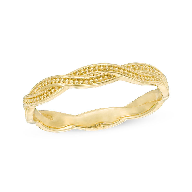 Main Image 1 of 2.8mm Diamond-Cut Braid Wedding Band in 10K Gold - Size 6
