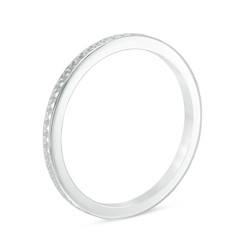 Main Image 2 of 1.5mm Diamond-Cut Channel Dot Wedding Band in 10K White Gold - Size 6