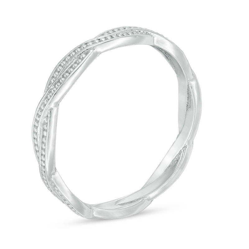 Main Image 2 of 2.8mm Diamond-Cut Braid Wedding Band in 10K White Gold - Size 6
