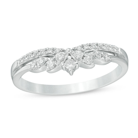 Zales 1 4 ct. T.W. Diamond Crown Contour Anniversary Band in 14K White Gold
