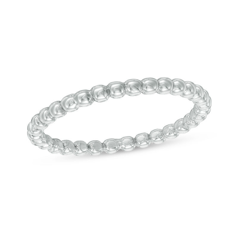 Main Image 1 of 1.7mm Diamond-Cut Beaded Wedding Band in 10K White Gold - Size 6