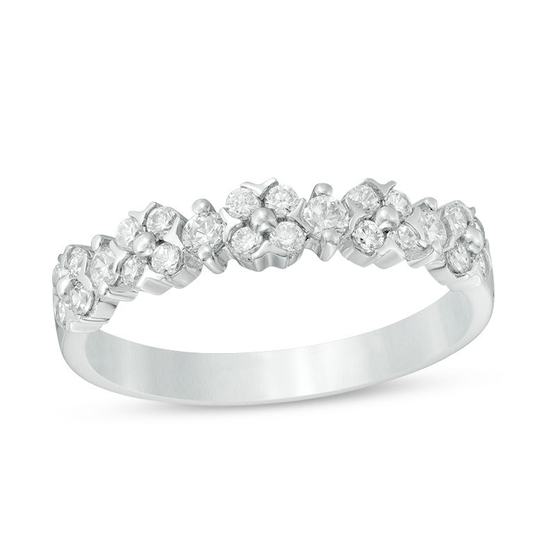 1/2 CT. T.W. Diamond Flower Anniversary Band in 14K White Gold