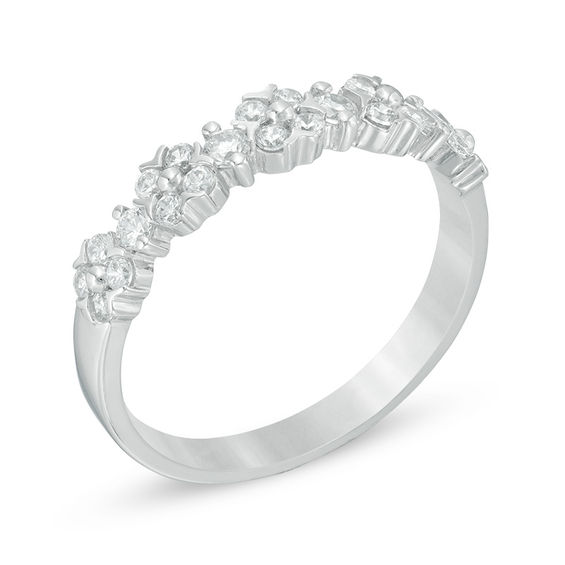 1/2 CT. T.w. Diamond Flower Anniversary Band in 14K White Gold