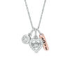 Thumbnail Image 1 of 1/10 CT. T.W. Diamond Three-Charm Pendant in Sterling Silver with 14K Rose Gold Plate