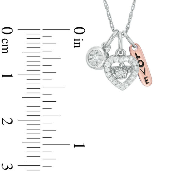 1/10 CT. T.w. Diamond Three-Charm Pendant in Sterling Silver with 14K Rose Gold Plate