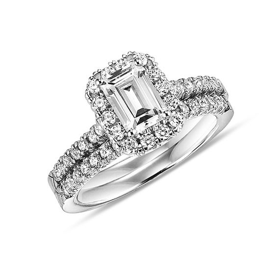 1.45 CT 14k Real White Gold Round cut  Engagement Ring & Wedding Band Bridal Set