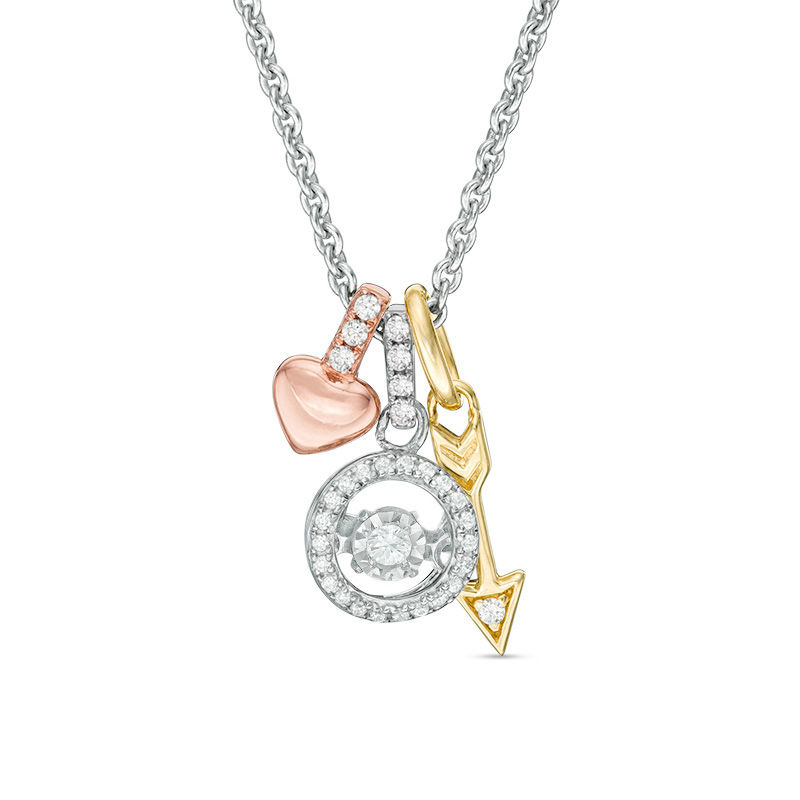 Main Image 1 of 1/8 CT. T.W. Diamond Charm Pendant in Sterling Silver with 14K Two-Tone Gold Plate
