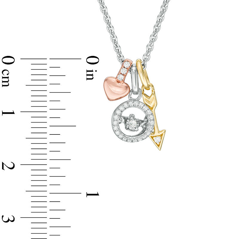 Main Image 2 of 1/8 CT. T.W. Diamond Charm Pendant in Sterling Silver with 14K Two-Tone Gold Plate