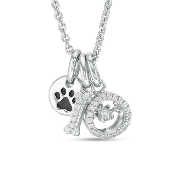 1/10 CT. T.w. Diamond Dog Charm Pendant in Sterling Silver