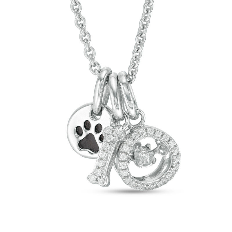 Main Image 1 of 1/10 CT. T.W. Diamond Dog Charm Pendant in Sterling Silver