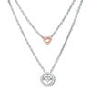 Thumbnail Image 0 of 1/10 CT. T.W. Diamond Double Strand Necklace in Sterling Silver and 14K Rose Gold Plate