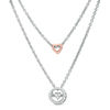 Thumbnail Image 1 of 1/10 CT. T.W. Diamond Double Strand Necklace in Sterling Silver and 14K Rose Gold Plate