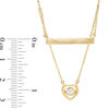 Thumbnail Image 2 of 1/10 CT. Diamond Heart and Bar Layered Necklace in 10K Gold - 21"