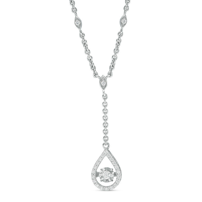 Main Image 1 of 1/5 CT. T.W. Diamond Pear-Shaped "Y" Necklace in Sterling Silver