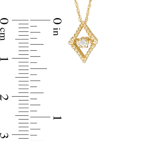 Diamond Accent Solitaire Kite-Shaped Beaded Frame Pendant in 10K Gold