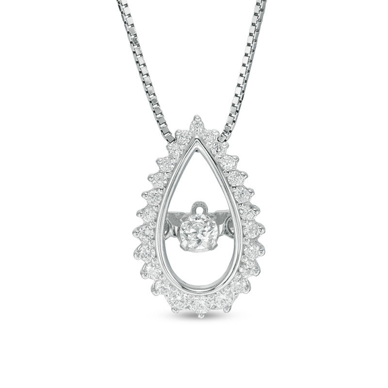 Main Image 1 of 1/6 CT. T.W. Diamond Pear-Shaped Frame Pendant in 10K White Gold