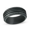 Thumbnail Image 1 of 8.0mm Three Grooved Grey IP Stainless Steel Band - Size 10