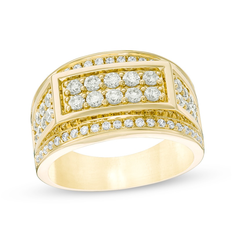 Men's 1-1/2 CT. T.W. Rectangle Multi-Diamond Ring in 10K Gold