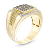 Thumbnail Image 2 of Men's 1 CT. T.W. Composite Enhanced Yellow, Champagne and White Diamond Square Top Ring in 10K Gold