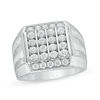 Thumbnail Image 1 of 1-1/2 CT. T.W. Composite Diamond Square Top Grooved Shank Ring in 10K White Gold