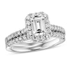Thumbnail Image 1 of 3/4 CT. T.W. Emerald-Cut Diamond Frame Bridal Set in 14K White Gold