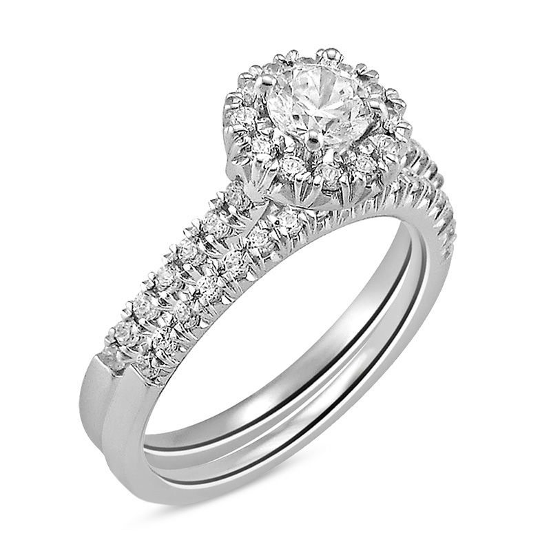 Main Image 1 of 3/4 CT. T.W. Diamond Frame Bridal Set in 14K White Gold