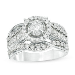 View All Clearance Zales T W Diamond Frame Multi Row Engagement Ring In 10k White Gold