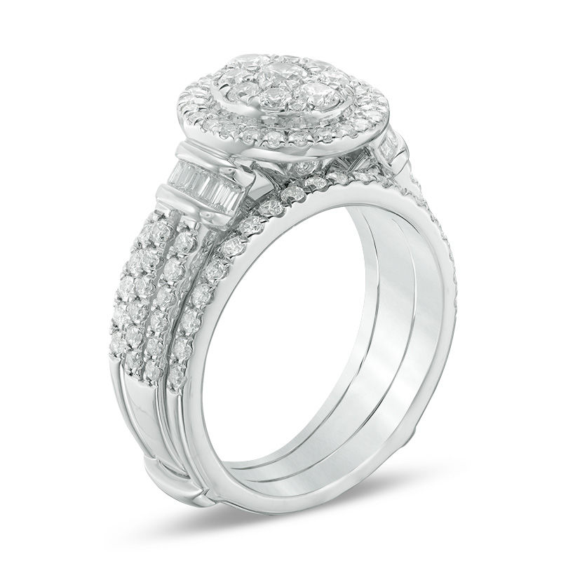 Main Image 2 of 1-1/2 CT. T.W. Composite Diamond Frame Collar Bridal Set in 14K White Gold