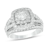 Thumbnail Image 0 of 2 CT. T.W. Diamond Double Frame Multi-Row Vintage-Style Engagement Ring in 14K White Gold