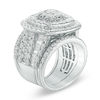 Thumbnail Image 2 of 6 CT. T.W. Diamond Double Cushion Frame Multi-Row Three Piece Bridal Set in 14K White Gold