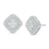 Thumbnail Image 0 of 1 CT. T.W. Cushion Multi-Diamond Double Frame Stud Earrings in 10K White Gold